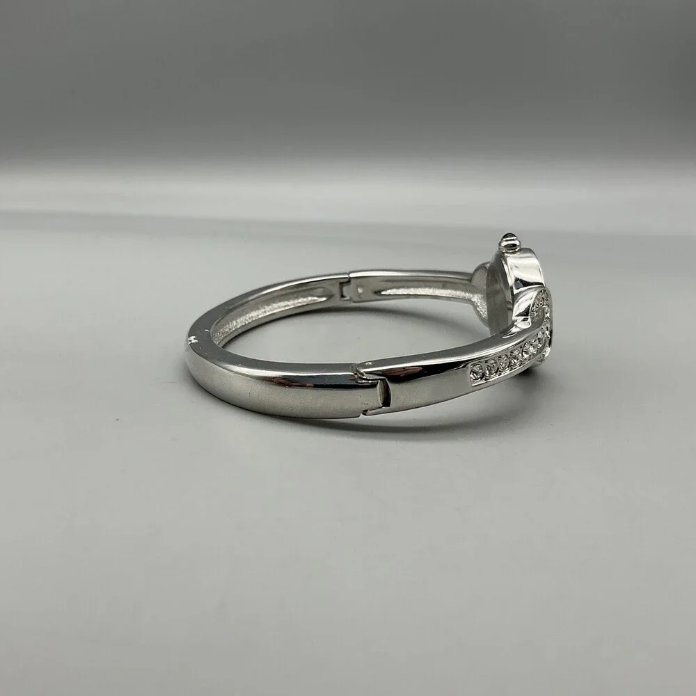 Nolan Miller Womens Watch 21mm Silver Tone MOP Dial Bangle Crystals 7